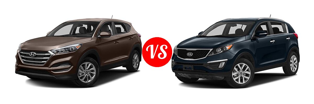 2016 Hyundai Tucson SUV Eco / SE / Sport vs. 2016 Kia Sportage SUV EX / LX / SX - Front Left Comparison