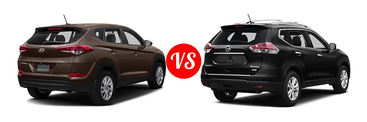 2016 Hyundai Tucson SUV Eco / SE / Sport vs. 2016 Nissan Rogue SUV S / SV - Rear Right Comparison