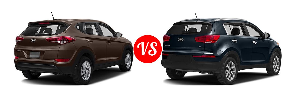 2016 Hyundai Tucson SUV Eco / SE / Sport vs. 2016 Kia Sportage SUV EX / LX / SX - Rear Right Comparison