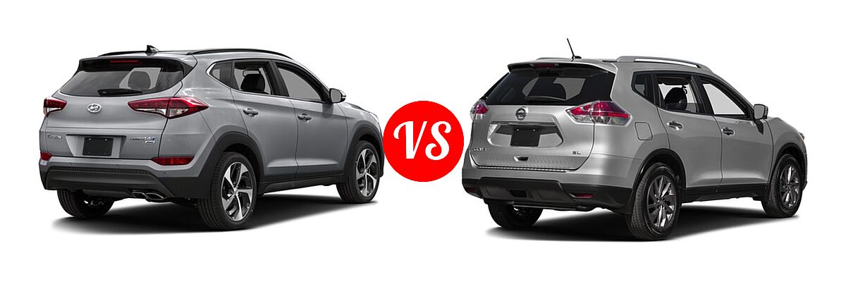 2016 Hyundai Tucson SUV Limited vs. 2016 Nissan Rogue SUV SL - Rear Right Comparison