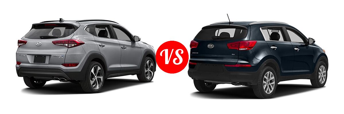 2016 Hyundai Tucson SUV Limited vs. 2016 Kia Sportage SUV EX / LX / SX - Rear Right Comparison