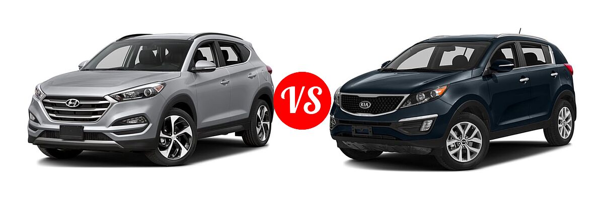 2016 Hyundai Tucson SUV Limited vs. 2016 Kia Sportage SUV EX / LX / SX - Front Left Comparison