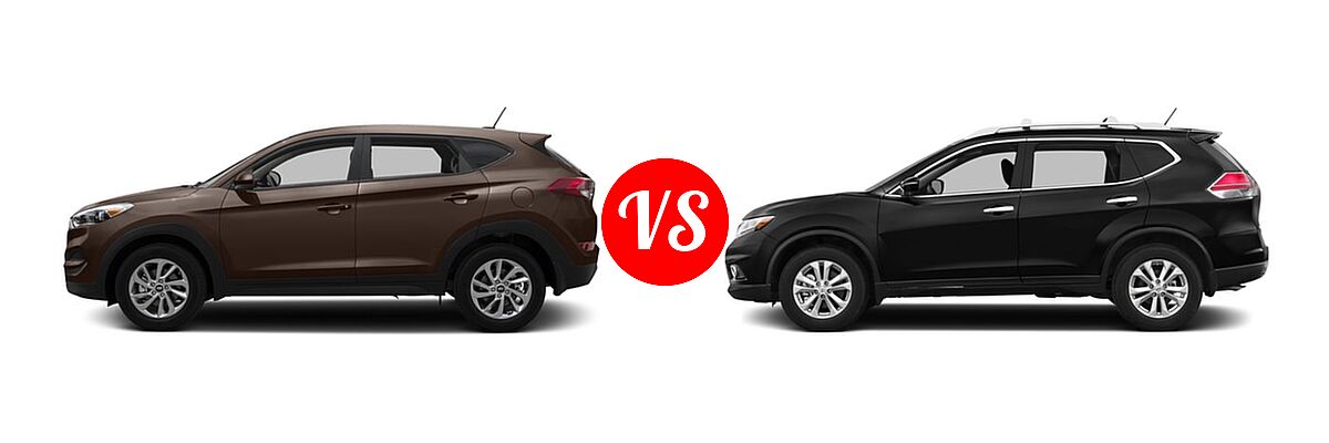 2016 Hyundai Tucson SUV Eco / SE / Sport vs. 2016 Nissan Rogue SUV S / SV - Side Comparison
