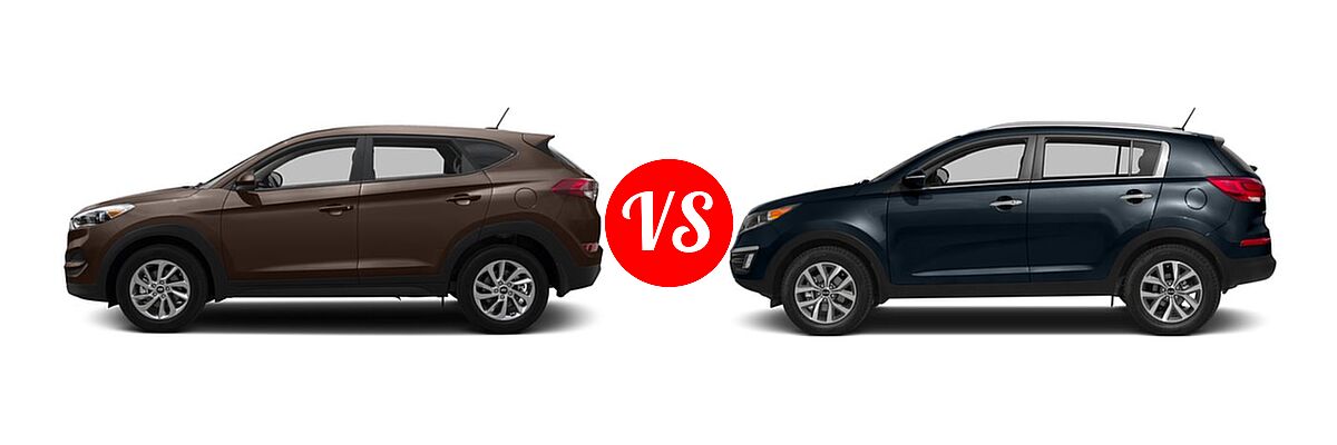 2016 Hyundai Tucson SUV Eco / SE / Sport vs. 2016 Kia Sportage SUV EX / LX / SX - Side Comparison