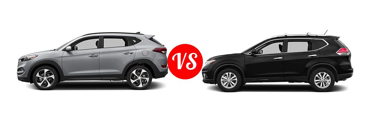 2016 Hyundai Tucson SUV Limited vs. 2016 Nissan Rogue SUV S / SV - Side Comparison