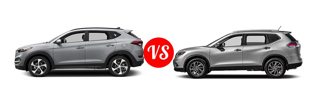 2016 Hyundai Tucson SUV Limited vs. 2016 Nissan Rogue SUV SL - Side Comparison