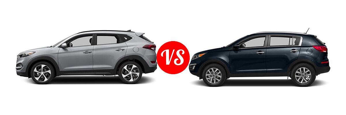 2016 Hyundai Tucson SUV Limited vs. 2016 Kia Sportage SUV EX / LX / SX - Side Comparison