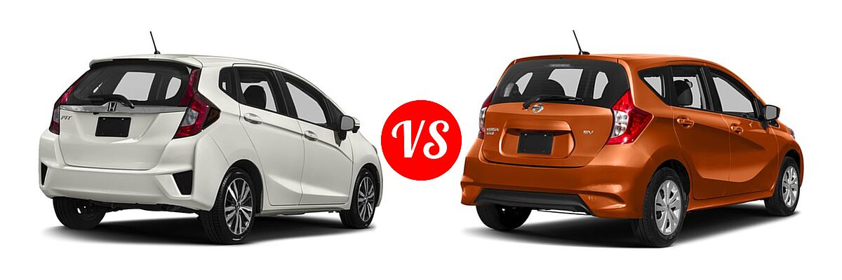 2017 Honda Fit Hatchback EX vs. 2017 Nissan Versa Note Hatchback S Plus / SV - Rear Right Comparison