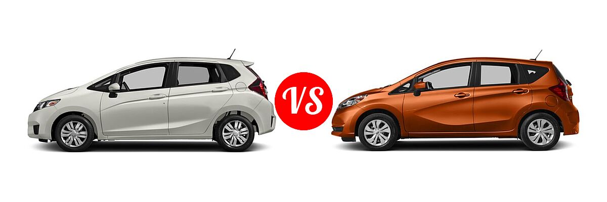 2017 Honda Fit Hatchback LX vs. 2017 Nissan Versa Note Hatchback S Plus / SV - Side Comparison