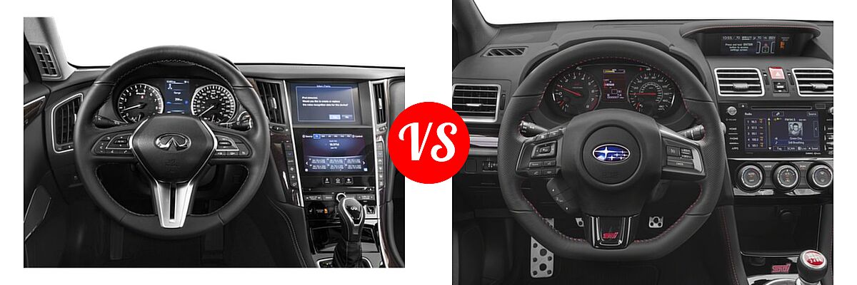 2018 Infiniti Q50 Sedan 2.0t LUXE / 2.0t PURE / 3.0t LUXE vs. 2018 Subaru WRX STI Sedan STI - Dashboard Comparison