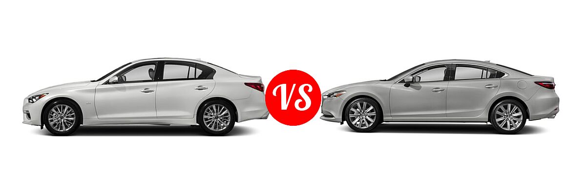 2018 Infiniti Q50 Sedan 2.0t LUXE / 2.0t PURE / 3.0t LUXE vs. 2018 Mazda 6 Sedan Grand Touring / Grand Touring Reserve / Signature - Side Comparison