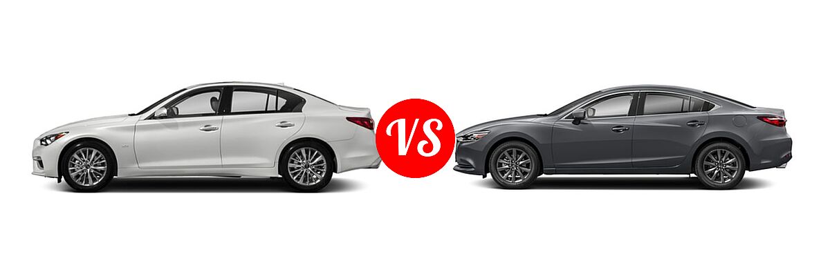 2018 Infiniti Q50 Sedan 2.0t LUXE / 2.0t PURE / 3.0t LUXE vs. 2018 Mazda 6 Sedan Sport - Side Comparison