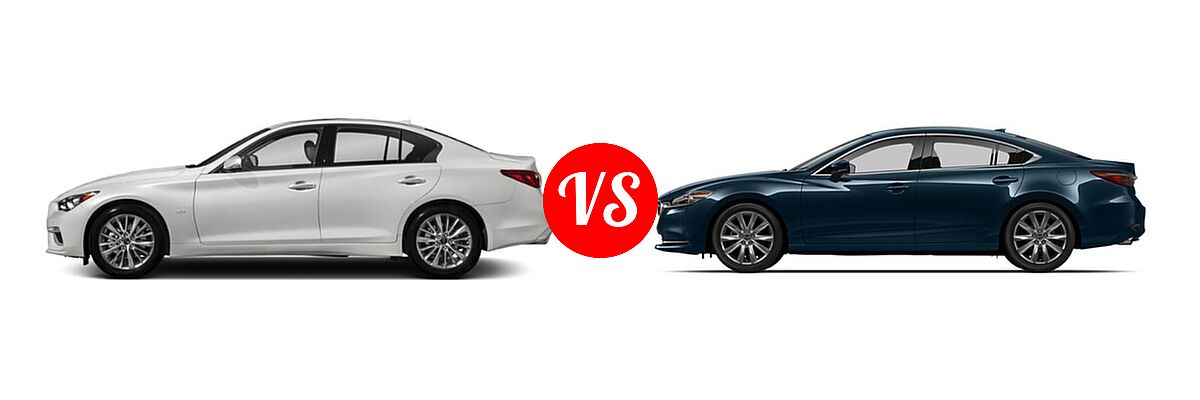 2018 Infiniti Q50 Sedan 2.0t LUXE / 2.0t PURE / 3.0t LUXE vs. 2018 Mazda 6 Sedan Touring - Side Comparison