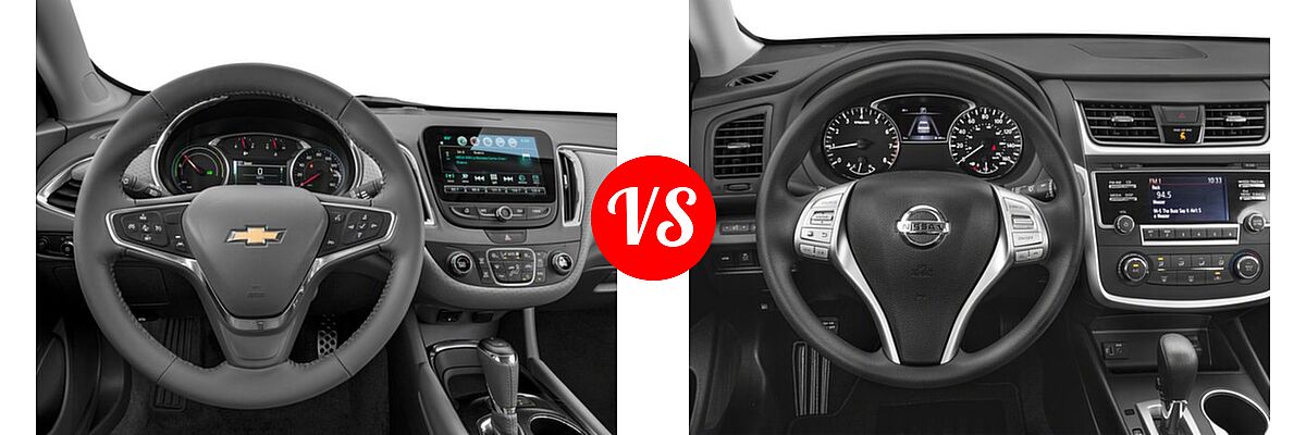 2018 Chevrolet Malibu Sedan Hybrid Hybrid vs. 2018 Nissan Altima Sedan 2.5 S / 2.5 SL / 2.5 SR / 2.5 SV / 3.5 SL - Dashboard Comparison