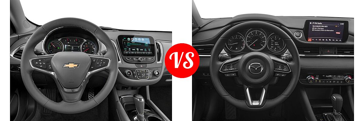 2018 Chevrolet Malibu Sedan Hybrid Hybrid vs. 2018 Mazda 6 Sedan Sport - Dashboard Comparison