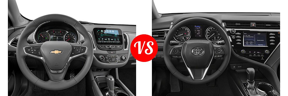 2018 Chevrolet Malibu Sedan Hybrid Hybrid vs. 2018 Toyota Camry Sedan SE / XSE - Dashboard Comparison