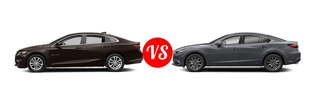 2018 Chevrolet Malibu Sedan Hybrid Hybrid vs. 2018 Mazda 6 Sedan Sport - Side Comparison
