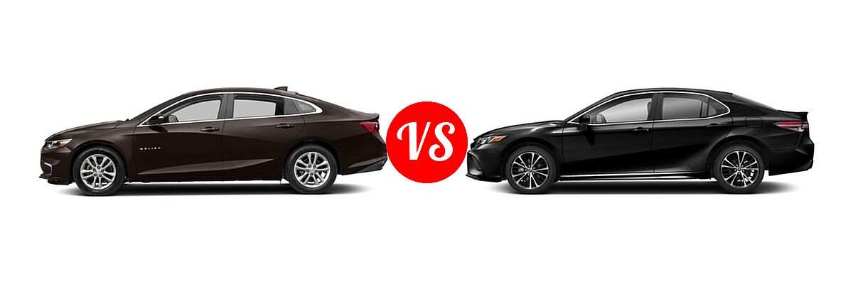 2018 Chevrolet Malibu Sedan Hybrid Hybrid vs. 2018 Toyota Camry Sedan SE / XSE - Side Comparison