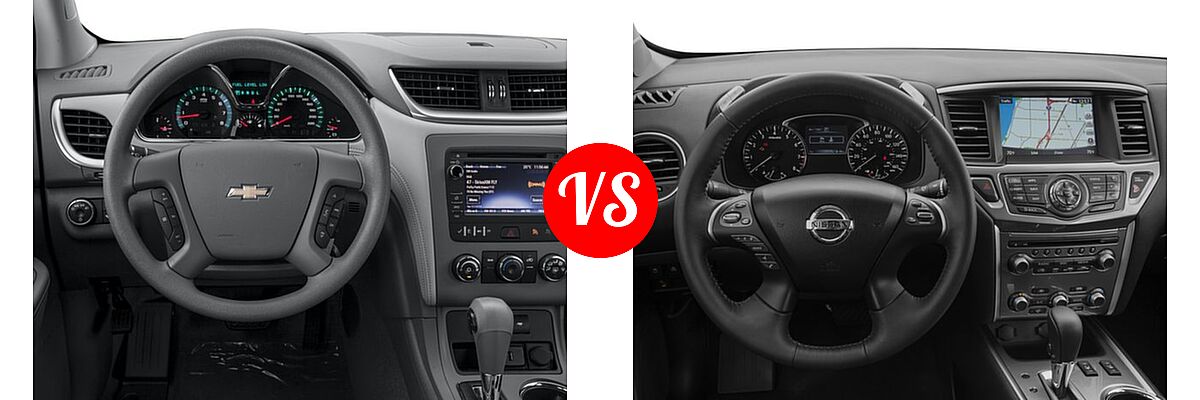 2017 Chevrolet Traverse SUV LS vs. 2017 Nissan Pathfinder SUV SL / SV - Dashboard Comparison