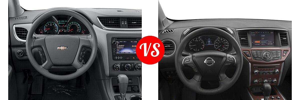 2017 Chevrolet Traverse SUV LS vs. 2017 Nissan Pathfinder SUV Platinum - Dashboard Comparison