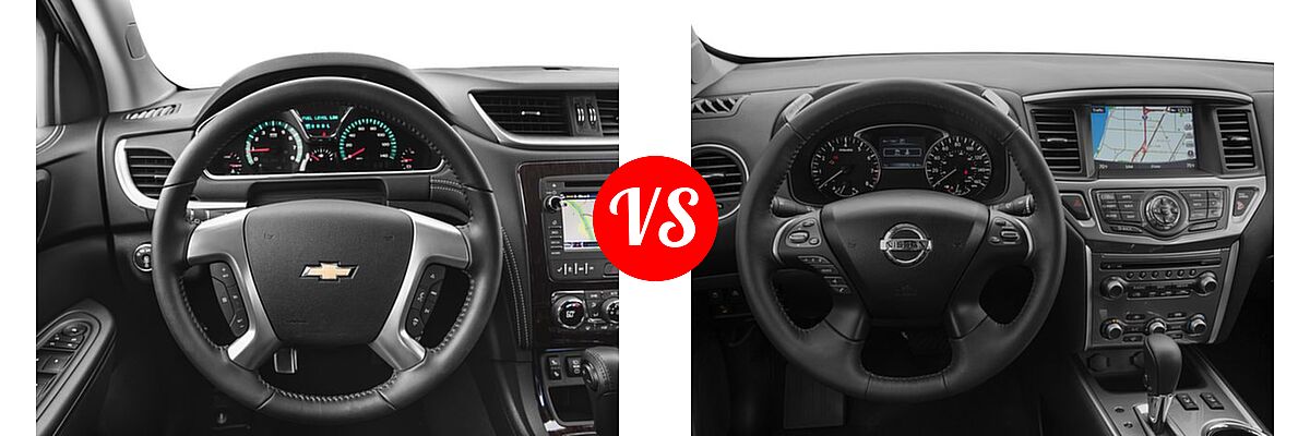2017 Chevrolet Traverse SUV LT vs. 2017 Nissan Pathfinder SUV SL / SV - Dashboard Comparison