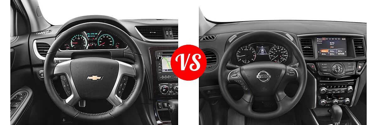 2017 Chevrolet Traverse SUV LT vs. 2017 Nissan Pathfinder SUV S - Dashboard Comparison