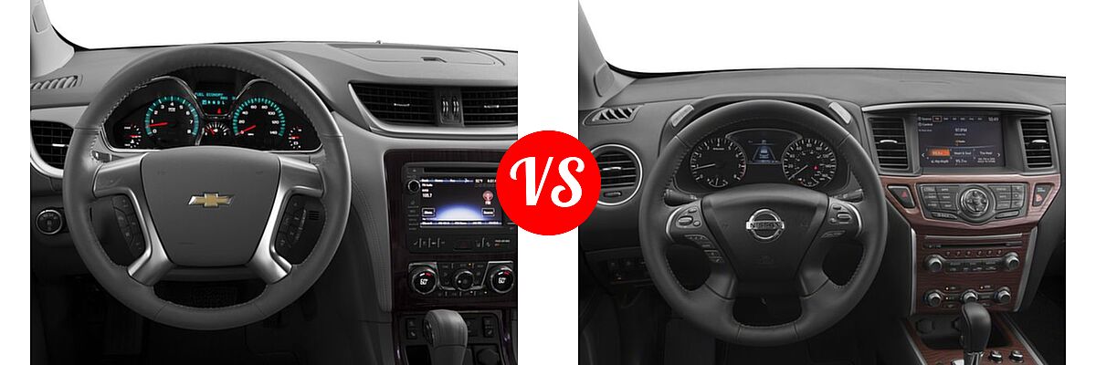 2017 Chevrolet Traverse SUV Premier vs. 2017 Nissan Pathfinder SUV Platinum - Dashboard Comparison