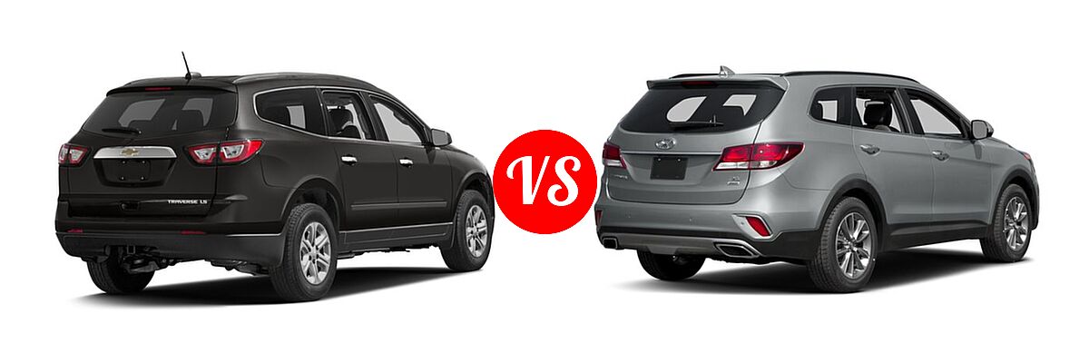 2017 Chevrolet Traverse SUV LS vs. 2017 Hyundai Santa Fe SUV SE - Rear Right Comparison