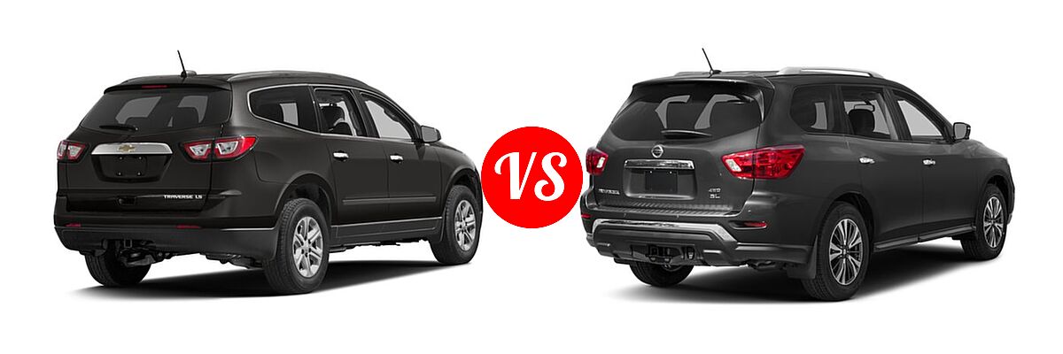 2017 Chevrolet Traverse SUV LS vs. 2017 Nissan Pathfinder SUV SL / SV - Rear Right Comparison