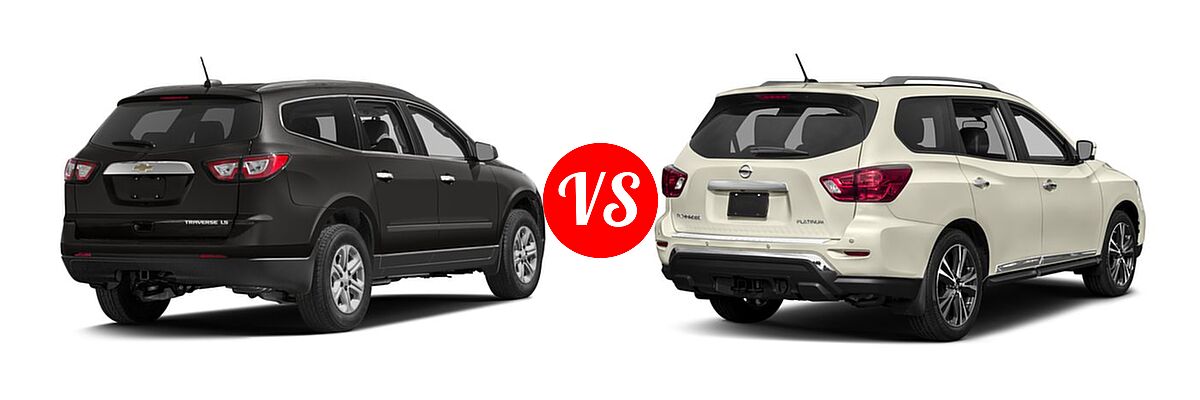 2017 Chevrolet Traverse SUV LS vs. 2017 Nissan Pathfinder SUV Platinum - Rear Right Comparison