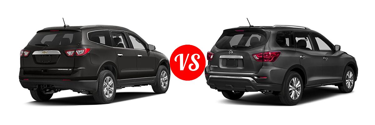 2017 Chevrolet Traverse SUV LS vs. 2017 Nissan Pathfinder SUV S - Rear Right Comparison