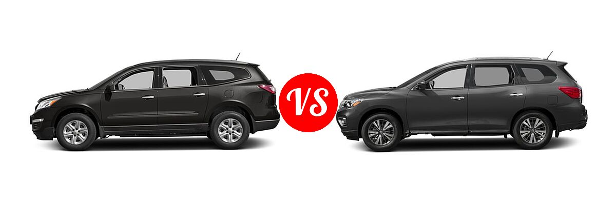 2017 Chevrolet Traverse SUV LS vs. 2017 Nissan Pathfinder SUV SL / SV - Side Comparison