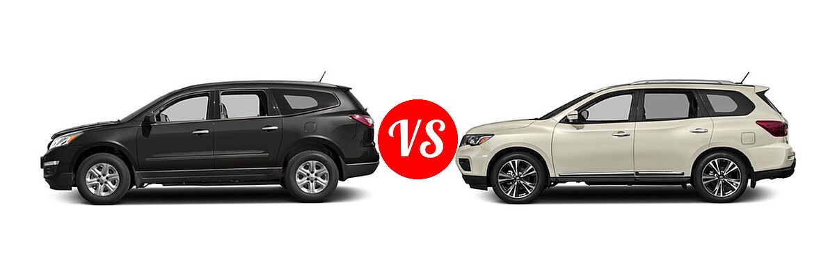 2017 Chevrolet Traverse SUV LS vs. 2017 Nissan Pathfinder SUV Platinum - Side Comparison