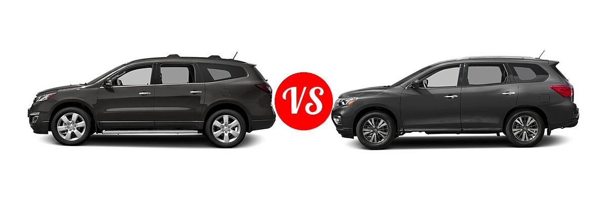 2017 Chevrolet Traverse SUV LT vs. 2017 Nissan Pathfinder SUV SL / SV - Side Comparison