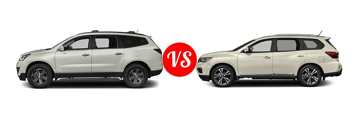 2017 Chevrolet Traverse SUV LT vs. 2017 Nissan Pathfinder SUV Platinum - Side Comparison