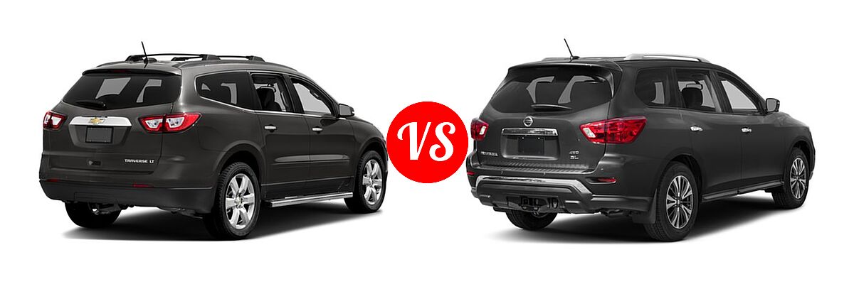 2017 Chevrolet Traverse SUV LT vs. 2017 Nissan Pathfinder SUV SL / SV - Rear Right Comparison