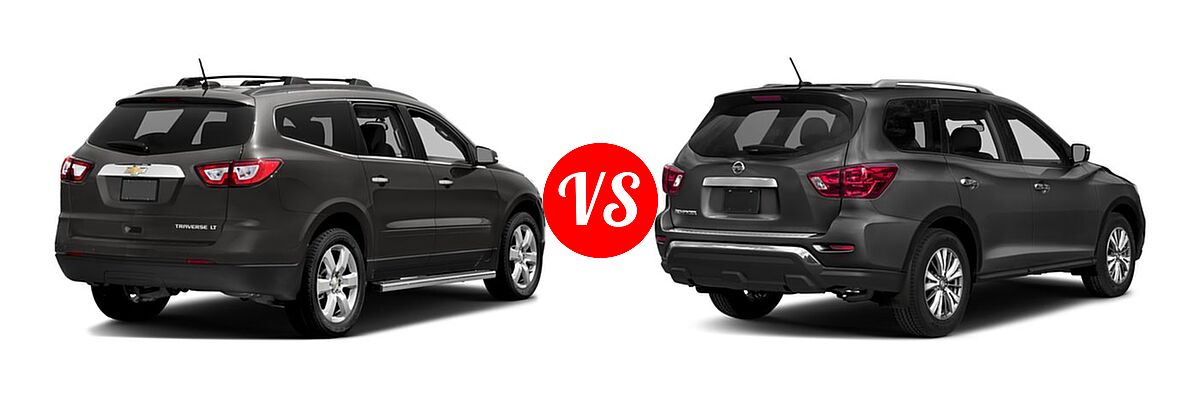 2017 Chevrolet Traverse SUV LT vs. 2017 Nissan Pathfinder SUV S - Rear Right Comparison