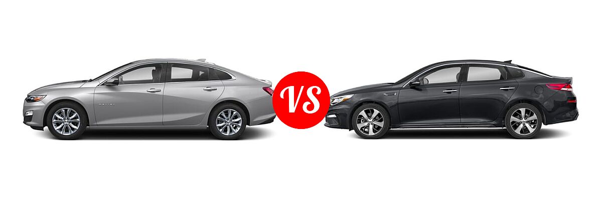 2019 Chevrolet Malibu Sedan LT / Premier / RS vs. 2019 Kia Optima Sedan LX - Side Comparison