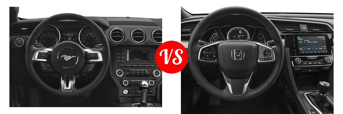 2018 Ford Mustang Coupe EcoBoost / EcoBoost Premium / GT / GT Premium vs. 2018 Honda Civic Coupe EX-T - Dashboard Comparison
