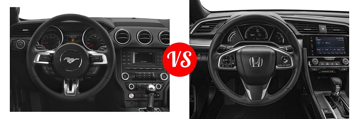 2018 Ford Mustang Coupe EcoBoost / EcoBoost Premium / GT / GT Premium vs. 2018 Honda Civic Coupe EX-L - Dashboard Comparison