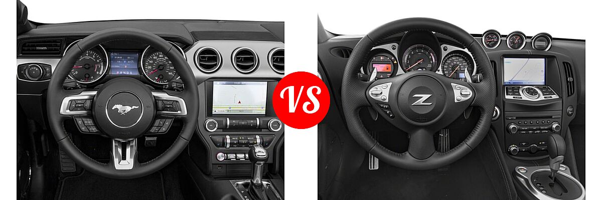 2018 Ford Mustang Convertible EcoBoost / EcoBoost Premium / GT Premium vs. 2018 Nissan 370Z Convertible Auto / Touring / Touring Sport - Dashboard Comparison