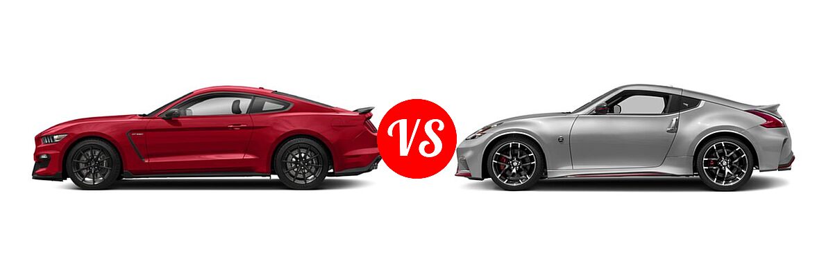 2018 Ford Shelby GT350 Coupe Shelby GT350 vs. 2018 Nissan 370Z NISMO Tech Coupe NISMO - Side Comparison