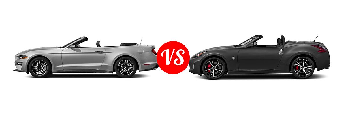 2018 Ford Mustang Convertible EcoBoost / EcoBoost Premium / GT Premium vs. 2018 Nissan 370Z Convertible Auto / Touring / Touring Sport - Side Comparison