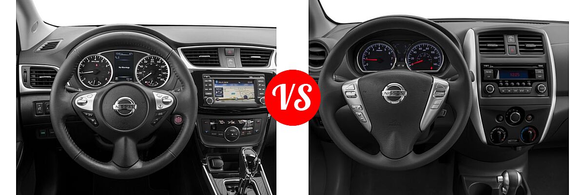 2016 Nissan Sentra Sedan SL vs. 2016 Nissan Versa Sedan S / S Plus / SV - Dashboard Comparison