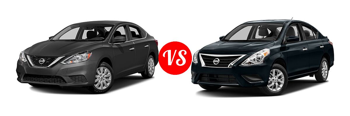 2016 Nissan Sentra Sedan S / SV vs. 2016 Nissan Versa Sedan S / S Plus / SV - Front Left Comparison