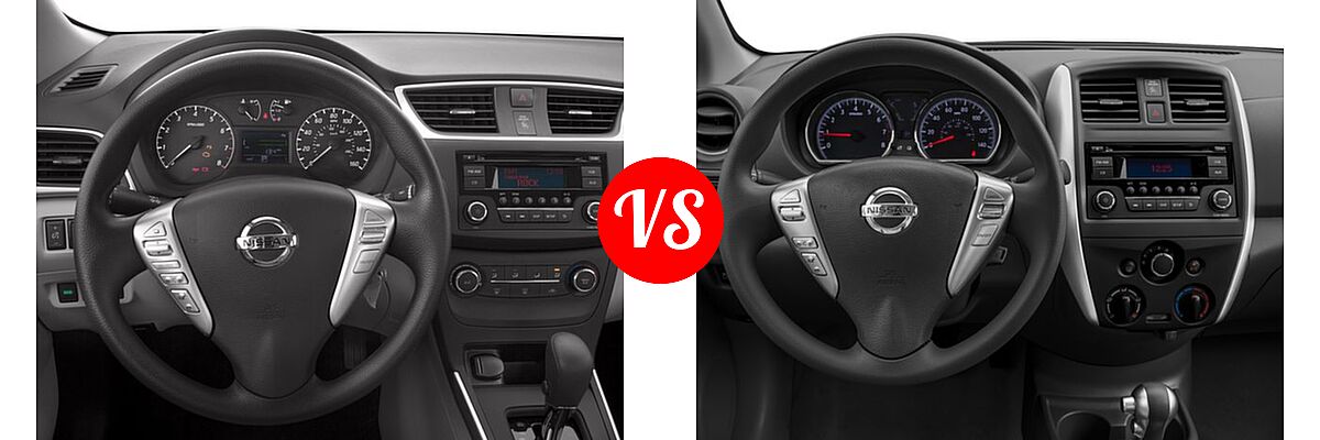 2016 Nissan Sentra Sedan FE+ S vs. 2016 Nissan Versa Sedan S / S Plus / SV - Dashboard Comparison
