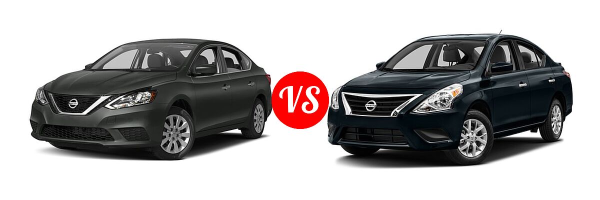 2016 Nissan Sentra Sedan FE+ S vs. 2016 Nissan Versa Sedan S / S Plus / SV - Front Left Comparison