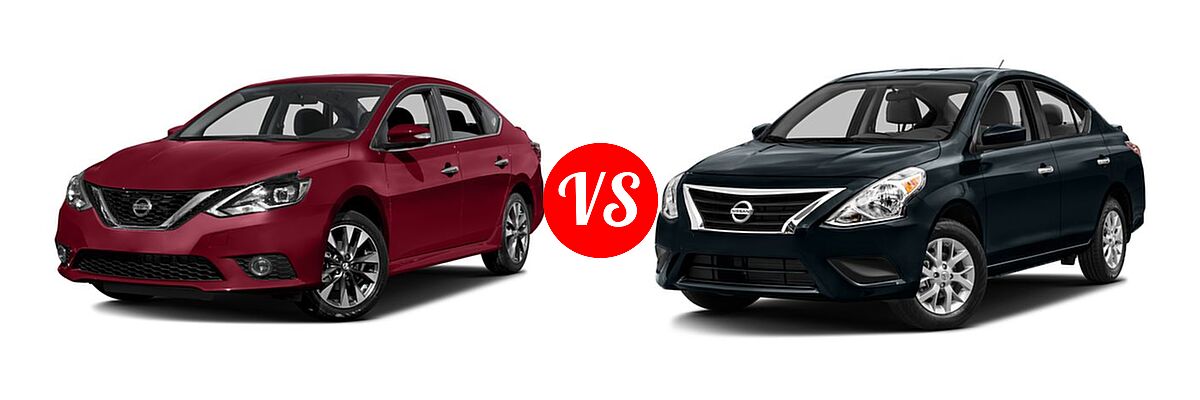 2016 Nissan Sentra Sedan SR vs. 2016 Nissan Versa Sedan S / S Plus / SV - Front Left Comparison