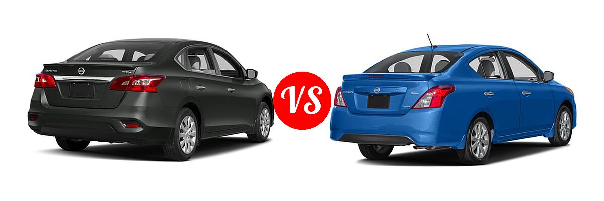 2016 Nissan Sentra Sedan FE+ S vs. 2016 Nissan Versa Sedan SL - Rear Right Comparison