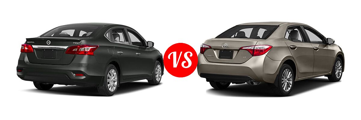 2016 Nissan Sentra Sedan FE+ S vs. 2016 Toyota Corolla Sedan L / LE / LE ECO / LE ECO Plus / LE ECO Premium / LE Plus / LE Premium - Rear Right Comparison